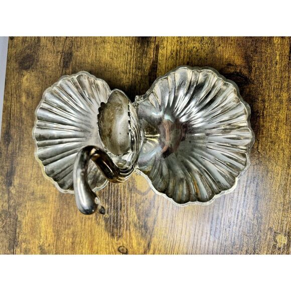 VTG Silverplate Swan & Double Shell Divided Candy/Nut Dish - Picture 4 of 5